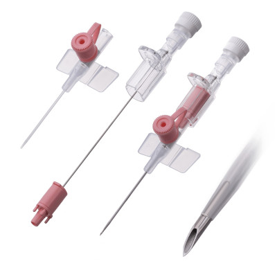 Safety IV Cannula with wings, with injection port