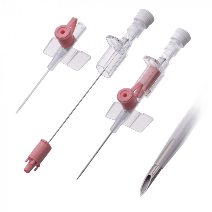 Safety IV Cannula with wings, with injection port