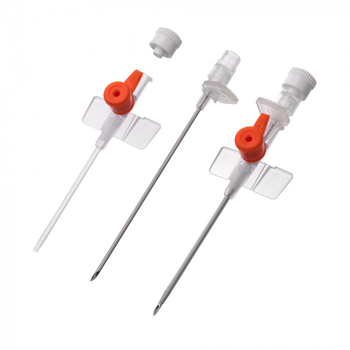 IV Cannula with wings, with injection port