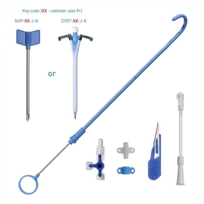 Suprapubic Cystostomy Catheter Kits with polyurethene J-tip catheter