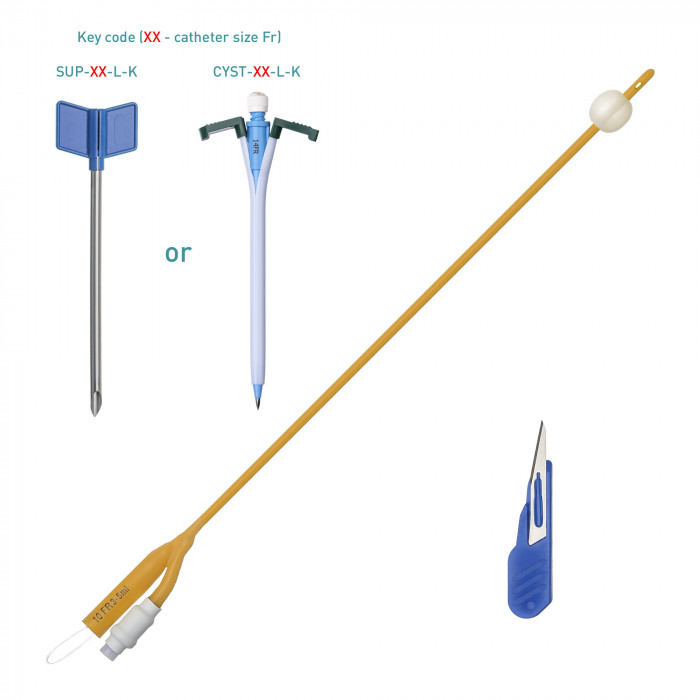 Suprapubic Cystostomy Catheter Kits with latex foley catheter