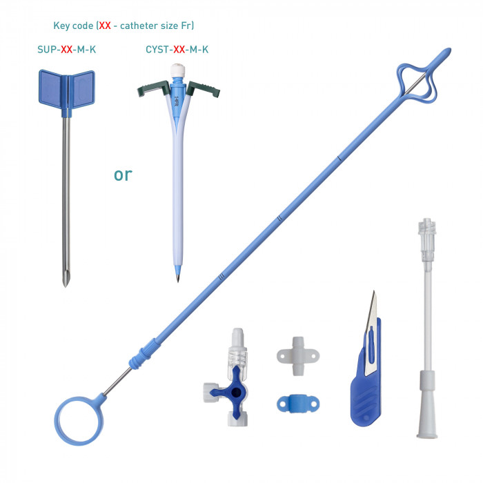 Suprapubic Cystostomy Catheter Kits with polyurethene malecot catheter